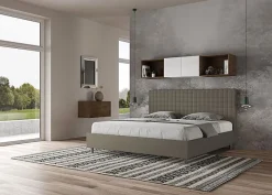 Ityhome Lit Sunny cappuccino en similicuir avec sommier tapissé 200x210