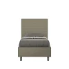 Ityhome Lit Sunny cappuccino en similicuir avec sommier tapissé 80x190