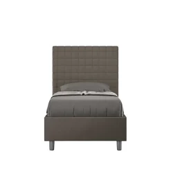 Ityhome Lit Sunny cappuccino en similicuir avec sommier tapissé 80x190