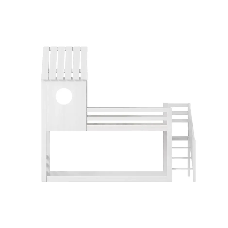 Simple Life Lit superposé, 90 x 200 cm, pour 2 enfants, avec escalier d'angle, lit mezzanine, avec fenêtre Online