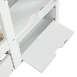 Enfant Fortuna lai Lit superposé avec lit roulant, sécurité, échelle, cadre bois, 90x200,190cm, blanc