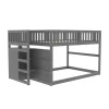 ProximaX Lit superposé bas Lit enfant 140 x 200 cm en bois avec compartiments de rangement ouverts et clôture, gris Sale