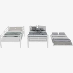 Okwish Lit Superposé Convertible 90x190 cm - Lit Enfant avec Échelle et Garde-Corps Silencieux , Fer - Sans Matelas - Blanc