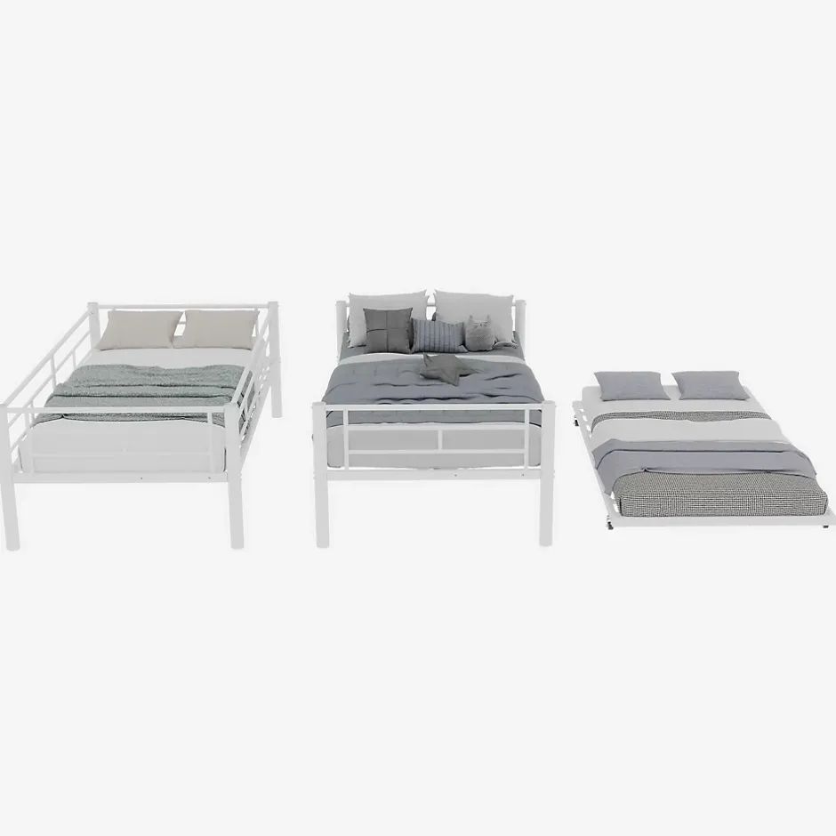Okwish Lit Superposé Convertible 90x190 cm - Lit Enfant avec Échelle et Garde-Corps Silencieux , Fer - Sans Matelas - Blanc