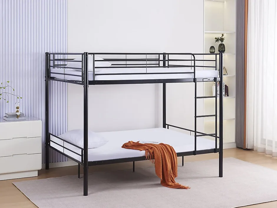 Enfant Habitat Et Jardin Lit superposé double "Adam" Sommier inclus 140 x 190 cm Noir