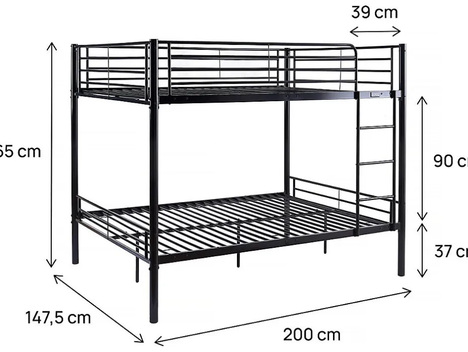 Enfant Habitat Et Jardin Lit superposé double "Adam" Sommier inclus 140 x 190 cm Noir