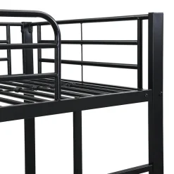 Enfant Simple Life Lit superposé en métal, adapté enfants et ados, avec lit gigogne, 4 barrières, noir, 90x200cm, 90x190cm