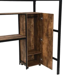 Simple Life Lit superposé en métal avec bureau et armoire, étagères, échelle 4 marches, noir, 90x200cm Best