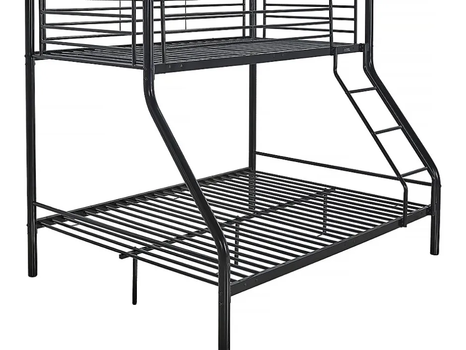 Habitat Et Jardin Lit superposé en métal "Leo" Sommiers inclus - 90/140 x 190 cm - Noir Outlet