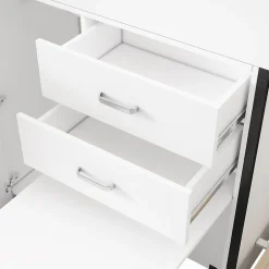 Enfant Okwish Lit Superposé enfant 90x200 cm - Lit avec Bureau Escamotable et Armoire - MDF et Panneaux Stratifiés - Sans Matelas - Blanc