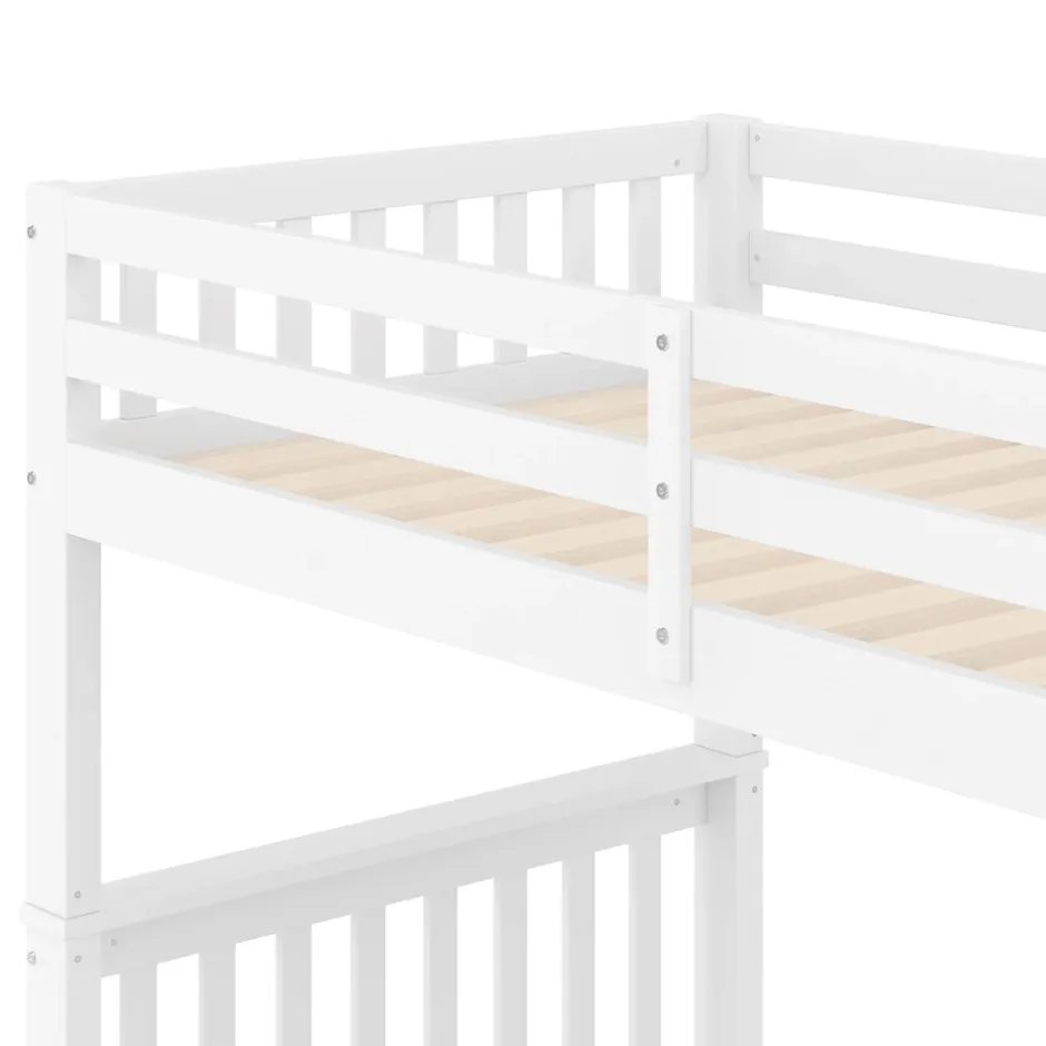 ProximaX Lit superposé enfant 90x200 cm blanc avec étagère escalier, 2 tiroirs, barrières hautes, certifié EN747-1, sûr et pratique Best
