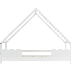 Enfant Okwish Lit Superposé enfant 90x200 cm - Lit Simple en Bois Massif de Pin, Capacité 120 kg, Sans Matelas, Blanc