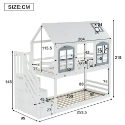 ProximaX Lit superposé enfant 90x200 cm blanc/gris en pin et MDF avec barrières de sécurité, 3 tiroirs et rangement Online