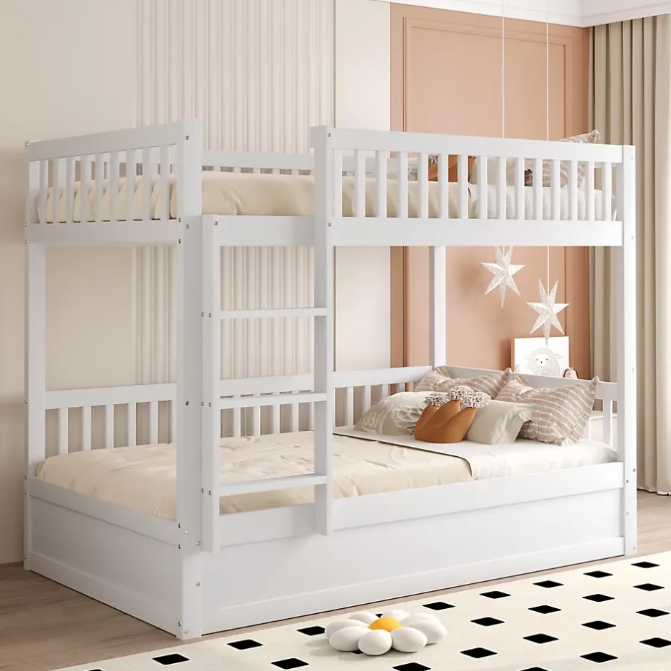 ProximaX Lit superposé enfant 90x200 cm en bois massif blanc avec système de rangement hydraulique, lit solide, durable et fonctionnel New