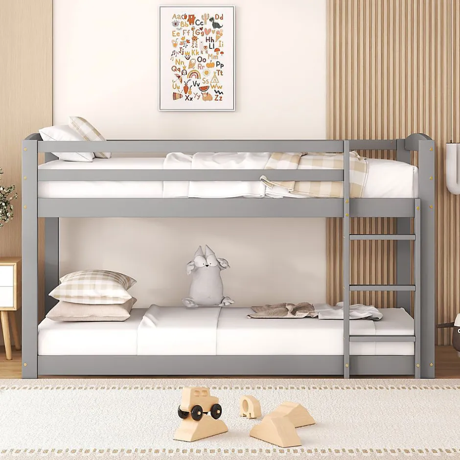 Enfant Blackcolors Lit Superposé Enfant 90X200Cm Pin Gris