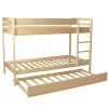 Enfant Bb Loisir Lit superposé et 1 lit tiroir 90x190 WILL Bois naturel incl. Sommier