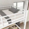 Simple Life Lit superposé métal, avec bureau, armoire, rangement, escalier incliné 4 marches, métal panneau blanc naturel, 90x200cm Discount