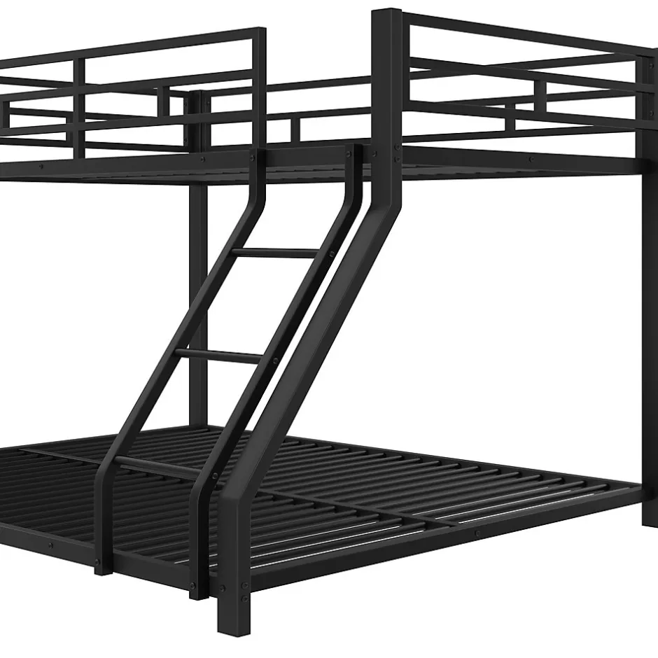 Enfant Generique Lit Superposé Métal 90x200 et 140x200 cm, Lit Double enfant/Ado avec Échelle et Barrières de Sécurité - Sans Matelas - Noir