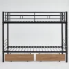 Simple Life Lit superposé métal 90x200cm pour 2 enfants avec 2 tiroirs, garde-corps, convertible, noir Clearance