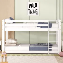 Enfant Simple Life Lit superposé pour enfants, lit cadre bois massif pin, montage facile, blanc, 90x200 cm