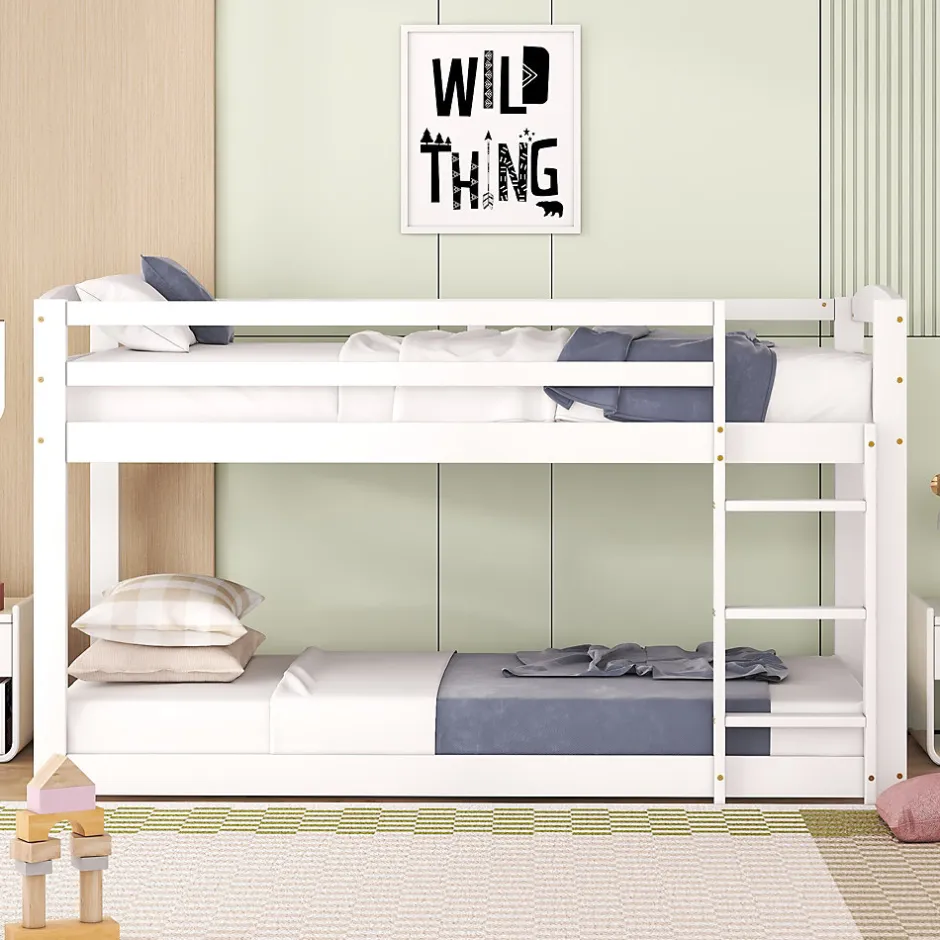 Enfant Simple Life Lit superposé pour enfants, lit cadre bois massif pin, montage facile, blanc, 90x200 cm