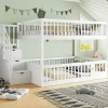 Enfant Blackcolors Lit superposé pour enfants et adolescents,140x200cm,bois blanc,échelle de sécurité et tiroirs