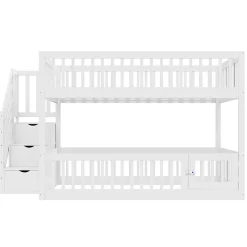 Enfant Blackcolors Lit superposé pour enfants et adolescents,140x200cm,bois blanc,échelle de sécurité et tiroirs