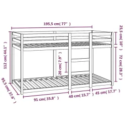 Enfant Vidaxl Lit superposé sans matelas 90x190 cm bois de pin massif