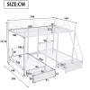 ProximaX Lit superposé triple, cadre de lit métallique, 140x200cm et 2 lit 90x200cm, avec échelle et 2 tiroirs, sommier inclus, blanc New