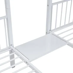 ProximaX Lit superposé triple, cadre de lit métallique, 140x200cm et 2 lit 90x200cm, avec échelle et 2 tiroirs, sommier inclus, blanc New
