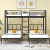 Enfant Redom Lit superposé triple 90x200 cm en métal avec échelle intégrée et tablette tête de lit, chambre enfant