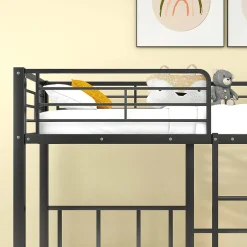 Enfant Redom Lit superposé triple 90x200 cm en métal avec échelle intégrée et tablette tête de lit, chambre enfant