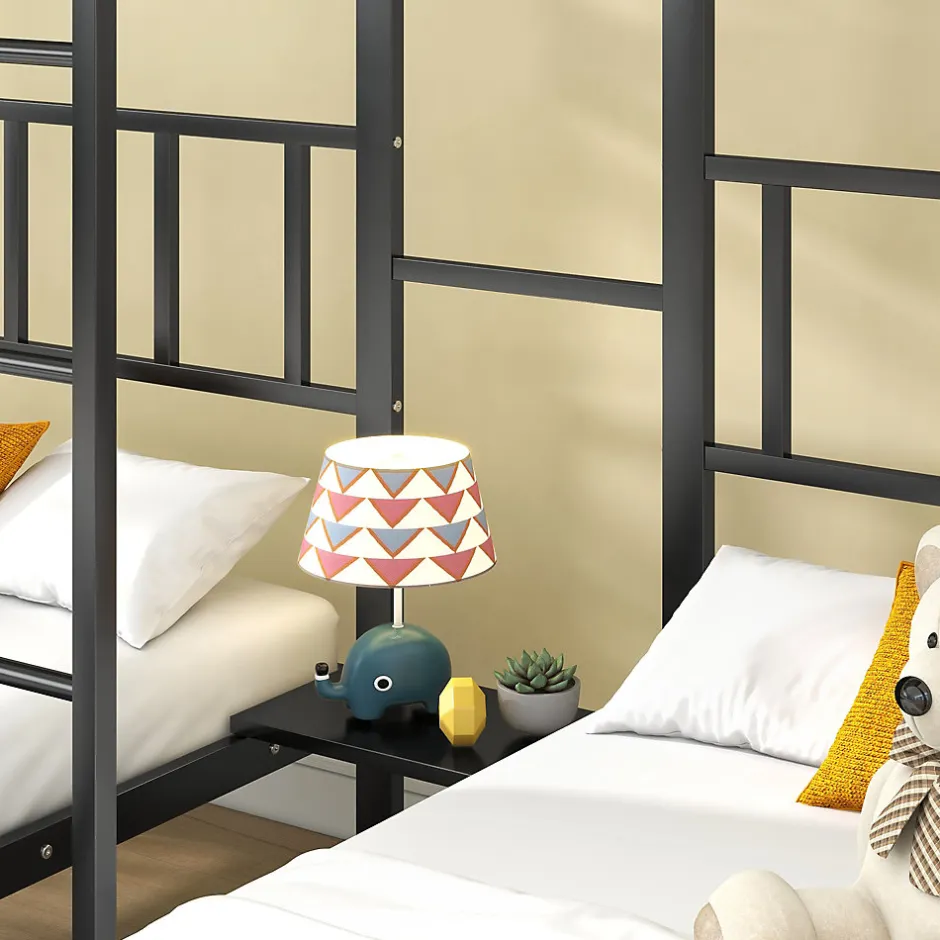 Enfant Redom Lit superposé triple 90x200 cm en métal avec échelle intégrée et tablette tête de lit, chambre enfant