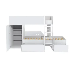 Weber Industries Lit superposé TWIN 90x190 avec armoire et tiroirs + 2 sommiers / Blanc Online