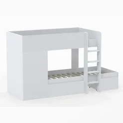 Weber Industries Lit superposé TWIN 90x190 avec armoire et tiroirs + 2 sommiers / Blanc Online