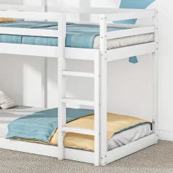 Okwish Lit Superposé 90x200 cm - Lit Cabane enfant avec Échelle et Baldaquin - Bois de Pin - Sans Matelas - Blanc Clearance