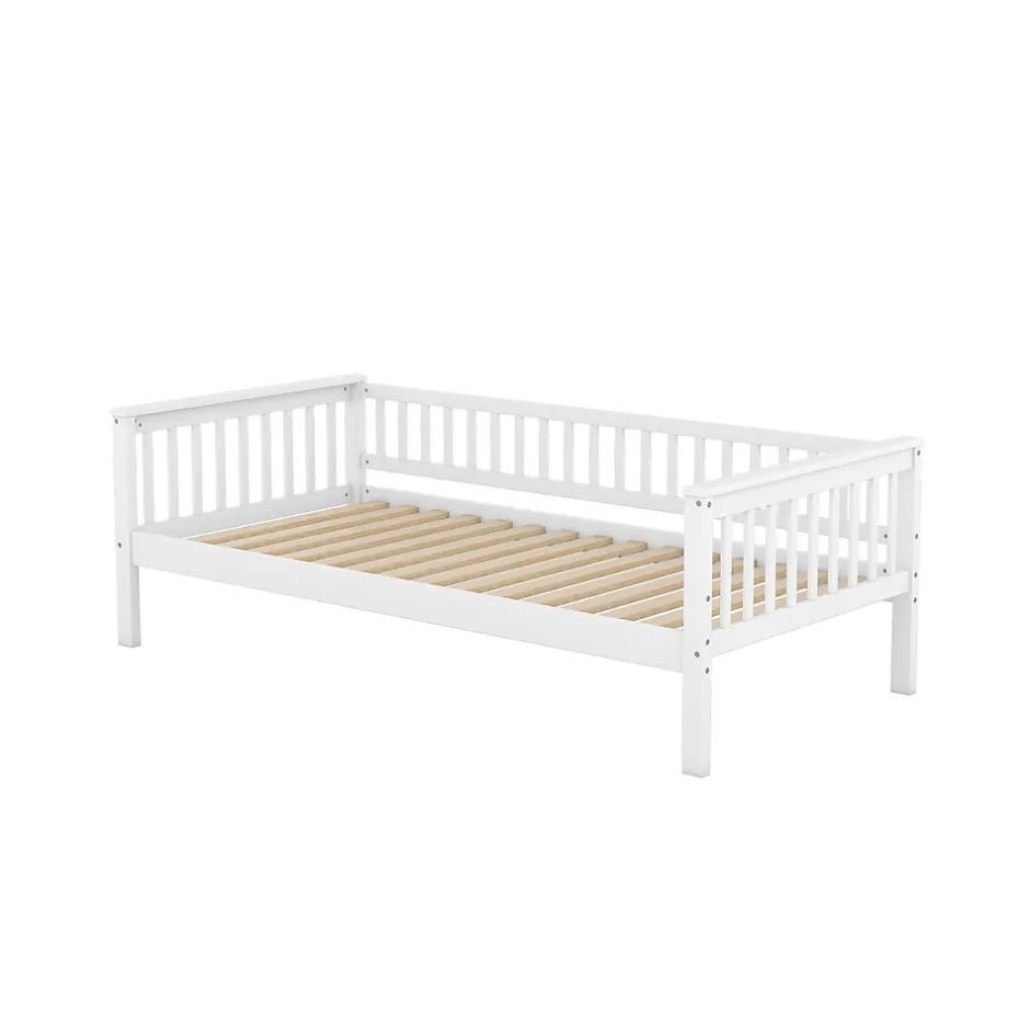 Enfant Okwish Lit Superposé 90x200 cm - Lit enfant avec 2 Tiroirs de Rangement - Bois de Pin et MDF Robuste - Blanc - Sans Matelas