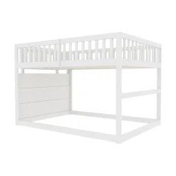 Generique Lit Superposé 140x200 cm - Lit Junior avec Rangement, Cadre en Bois avec Clôture, Sans Matelas, Blanc Online