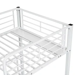 Fortuna lai Lit superposé 90x200 cm, 3 lits, échelle, table, cadre métal, blanc Online