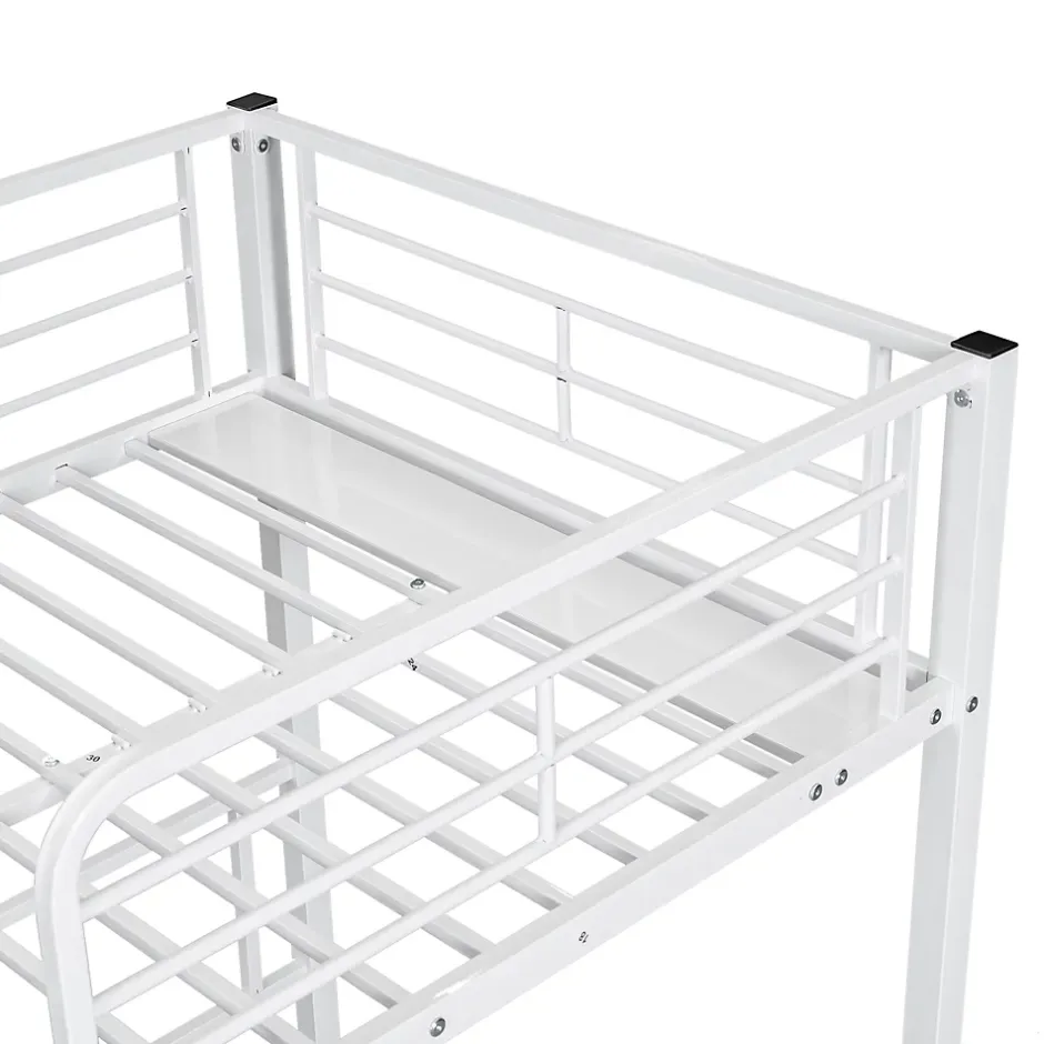 Fortuna lai Lit superposé 90x200 cm, 3 lits, échelle, table, cadre métal, blanc Online