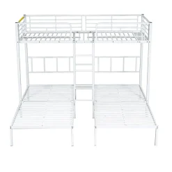 Fortuna lai Lit superposé 90x200 cm, 3 lits, échelle, table, cadre métal, blanc Online