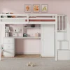 Redom Lit superposé 90x200 cm avec bureau intégré, armoire et tiroirs en bois massif blanc Clearance