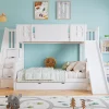 Enfant Fortuna lai Lit superposé 90x200 cm, avec fenêtre, toboggan, étagères, 4 rangements, cadre bois