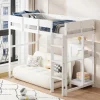 Redom Lit superposé 90x200 cm avec étagère intégrée et garde-corps, structure en pin massif blanc, solution gain de place Online