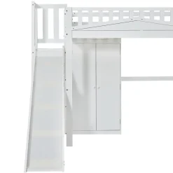 Fortuna lai Lit superposé 90x200 cm avec table, armoire, sécurité, échelle 4 marches, cadre bois Clearance