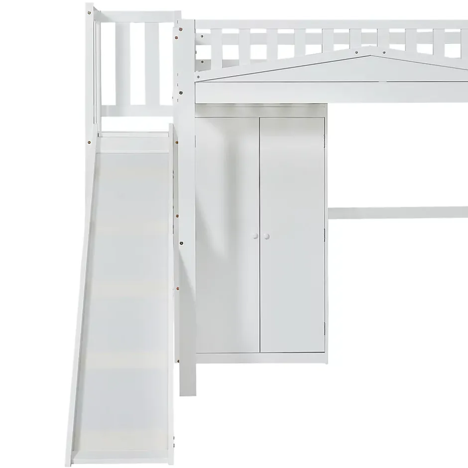Fortuna lai Lit superposé 90x200 cm avec table, armoire, sécurité, échelle 4 marches, cadre bois Clearance