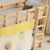 Redom Lit superposé 90x200 cm avec toboggan et escalier intégrés, structure pin et MDF, design naturel pour chambre enfant Hot