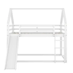 Redom Lit superposé 140x200 cm avec toboggan et échelle, structure en pin massif et MDF, style maison ludique Discount
