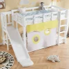 Enfant Redom Lit superposé 90x200 cm avec toboggan intégré et échelle, structure bois (MDF + pin) blanc