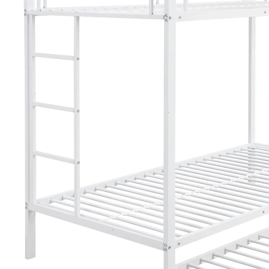 ProximaX Lit superposé 90x200 cm blanc, cadre en fer, lit gigogne 90x190 cm, sommier à lattes, 2 échelles, certifié EN747, durable Best